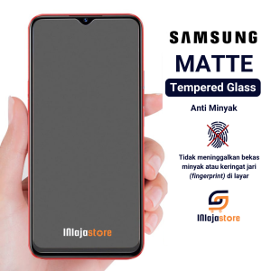 INIAJA - Matte Glass Full Layar Samsung M15 5G M14 5G M13 5G M13 4G M12 M11 M10s M10 M23 5G M22 M21s M21 Prime M21 M20s M20 M04 M02s M02 M01s M01 Core M01 Anti Gores Tempered Glass Anti Minyak Pelindung Layar Anti Glare Full Layar