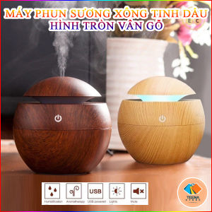 Máy Phun Sương Xông Tinh Dầu Tạo Đổ Ẩm Vân Gỗ Hình Tròn