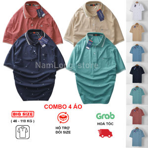 Áo Thun Nam Có Túi Có Cổ Kiểu Suông Vải Cotton Mềm Mát COMBO 4 Áo Siêu Tiết Kiệm Áo Hoạ Tiết