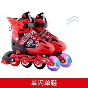 ＜107＞  Nhà Sản Xuất Giày Trượt Trẻ Em Bé Trai Bé Gái PVC Giày Trượt Patin Nội Tuyến Đơn Nhấp Nháy Giày Trượt Patin Giày Trượt Patin Có Thể Điều Chỉnh