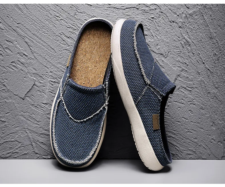 ORNGMALL Summer Men Canvas Sneakers Comfortable Slip-on Flats