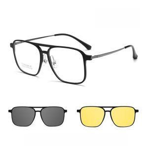 FIRADA Fashion Design Comfortable Eyeglasses Vintage Double Beam Magnet Eyewear Business Prescription Glasses Frame Men T93002Y