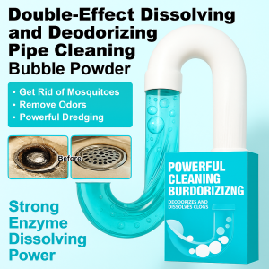 Powerful bubble dualaction dissolving drain cleaner floor tools