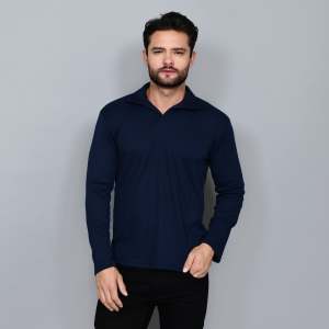 HAF Longsleeve Polo Shirt Knit Blue Navy