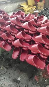 [Free Shipping]Red Textured Non-Slip Slippers For Women Indoor Home Use Thick-Soled EVA Silent Sandals For Outdoor Wear