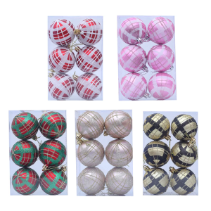 2 Boxes Plastic Tartan Ball Ornament 6cm Christmas Decoration Elegant Holiday Decoration For Parties Window Display