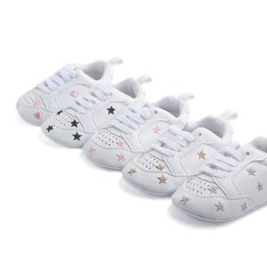 Spring and Autumn New Products Sports Red Heart Five-Star Babys Shoes Toddler Shoes Soft Bottom Childrens Sports Shoes White Wholesale 0813㏇L0514