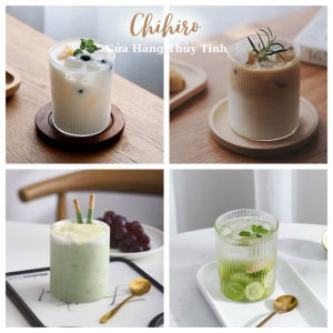 Ly Thủy Tinh Sọc Trụ Tròn 300ML Decor Cafe Chịu Nhiệt - Bộ Ly Uống Cà Phê Cốc Pha Matcha Homecafe - Chihirostore.decor