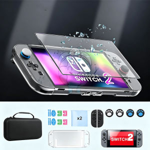 For Switch 2 13-in-1 Accessories Kit Large Capacity Carrying Case With 2 PCS Screen Protector Shell Silicone Cover