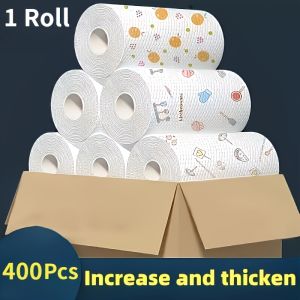 400pcs Washable Kitchen Paper Towels - Absorbent Non-Stick Oil-Absorbent Roll Durable Polyester Fabric Ideal for Kitchen Car Living Room Toilet Bedroom Kitchen Cleaning Essentials | Decorative Kitchenware | Washable Fabric
