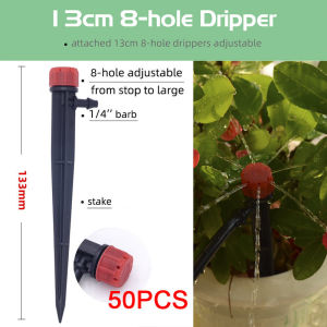 50PCS Garden Watering 13cm Micro Bubbler Drip Irrigation Sprinkler Adjustable Emitters Stake 1/4 Barb Sprayer Fit 4/7mm Hose