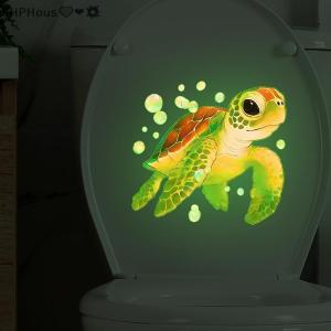 WP💓💛💖 Glow in the Dark Sea Turtle Wall Sticker Removable Self Adhesive Toilet Decal Luminous Bathroom Decoration for Home