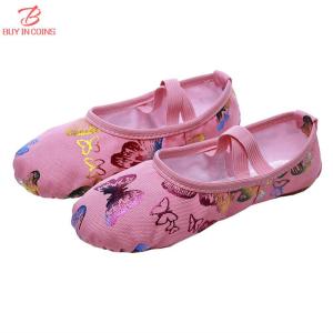 BC เด็กฝึกระบำรองเท้าผู้หญิงรองเท้าเต้นรำสาวบัลเล่ต์รองเท้าผ้าใบผีเสื้อนุ่มแต่เพียงผู้เดียวบัลเล่ต์เต้นรำรองเท้าแตะ