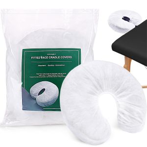 Noverlife 100PCS Fitted Face Cradle Covers Non-woven Ultra Soft Massage Face Covers Headrest Covers for Massage Tables & Massage Chairs Universal Size Beauty Salon SPA Face Rest Covers