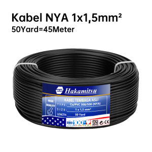Kabel Kawat NYA 1 x 15mm 25mm 50 Yard Full / Kabel Listrik Tembaga Murni PVC SNI / Mrek Hakamitsu