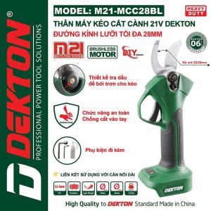 Thân máy kéo cắt cành dùng pin Dekton M21-MCC28PRO xám/ MCC28BL xanh/ MCC28XPRO oliu chưa pin sạc