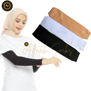 Handsock Manset Tangan Wanita Pria Muslimah Hijab Dewasa Hijab Jumbo Panjang Polos Warna Hitam Putih Cream Kulit Coklat