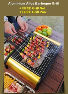 BBQ Grill Set Outdoor Camping Equipment Aluminium Alloy BBQ Grill Pan + Stainless Steel Net Barbecue BBQ Grill Set Outdoor Portable Folding Home or BBQ Set Outdoor Camping BBQ Foldable BBQ Grill BBQ Smoker Picnic Arang Charcoal Pembakar Ikan