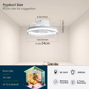 ECILY LED Ceiling Light Fan With Remot Control Lamp For Living Room Bedrooms Fans For Large House Decoration Home Lighting Fixtures