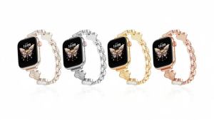 KOREDA  Bands Compatible with Watch 38mm 40mm 41mm 42mm 44mm 45mm 46mm 49mm Series 11 10 9 8 7 SE Ultra Women Thin Metal Dressy Jewelry Clover Bracelet for iWatch Series 6/5/4/3/2/1