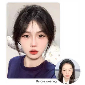 Minwen Phần giữa giả bangs Fringe tổng hợp Topper hairpiece Clip-in bang mở rộng tự nhiên vô hình clourse hairpiece phụ nữ