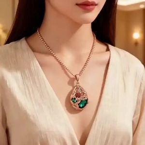 Luxurious and sophisticated water drop necklace for women long style fashionable and versatile suitable for autumn and winter sweater chain clothing accessory pendant 2026