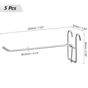 20cm 5pcs ตะขอตู้โชว์ขนมชั้นวางสินค้าสำหรับซูเปอร์มาร์เก็ตใช้ได้จริงตะขอเก็บของ ตะขอแสดงซูเปอร์มาร์เก็ต ตะขอตาข่ายสแตนเลส