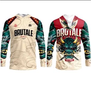 Mens Motorcycle Long Sleeve Hoodie Jersey with Hood Warmer Full Sublimation Design Menswear