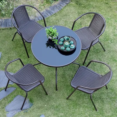 TREDEY Outdoor Furniture Garden Set 4 Chairs and 1 Table For BalconyPatioTerrace