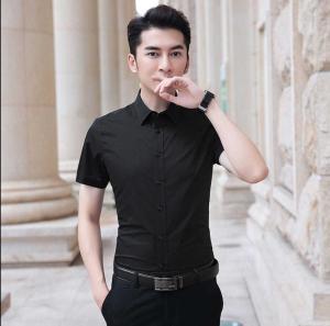 [ZeroDis] Áo Sơ Mi Nam Ngắn Tay Áo Sơ Mi Trang Trọng Công Sở Màu Trơn Ôm Sát Cho Mùa Thu