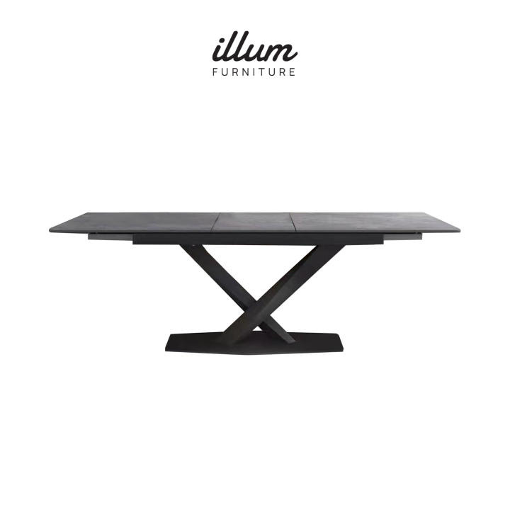 illum Venice Extendable Dining Table Center Plate Sintered Stone Metal
