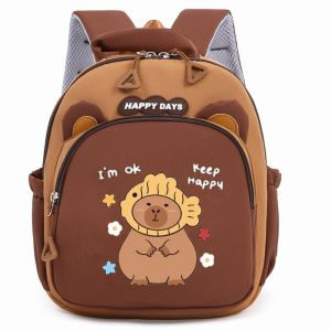 BETTERFORM Nylon Capybara Backpack Cartoon Large Capacity Kindergarten Backpack Cute Lightweight Capybara School Bag