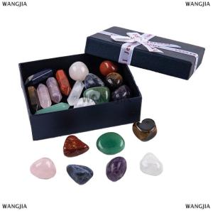 [COD] WANGJIA 14pcs เจ็ดจักระพลังงานรักษาหินธรรมชาติคริสตัลอัญมณีเครื่องประดับของขวัญ