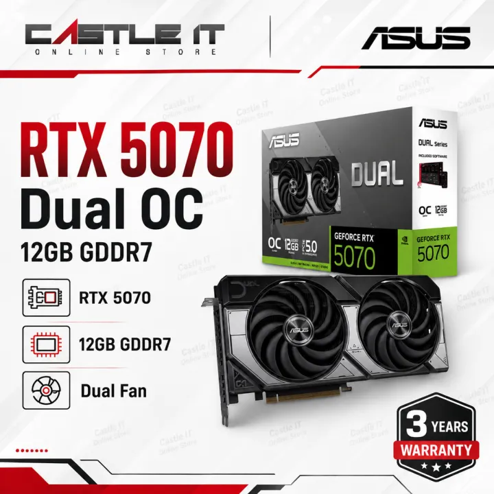 ASUS Dual GeForce RTX 5070 OC 12GB GDDR7 Graphics Card