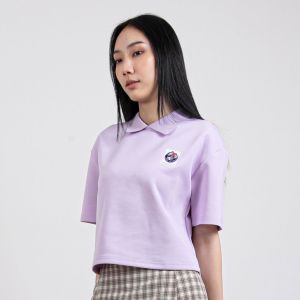 Forest x Mickey Heavy Weight (260gsm) Button Back Oversized Polo Tee Ladies Crop Top - FW820084