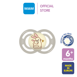 MAM Perfect Night Pacifier 6+ Months Glow in the Dark Baby Soother with Self Sterilising Travel Case