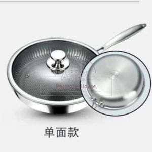 SUS 316 Keluli Tahan Karat Non Stick Honey Comb Frying Pan dengan penutup kaca/Pok dengan pemegang