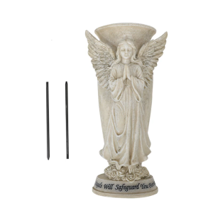 Memorial Vases Outdoor Praying Angel Statue Decoration Weather Resistant Resins Ornament For Cemetery Garden Grave Site