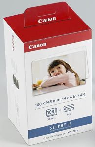 *Local SG Seller* Canon KP-108IN Color Ink and 108 Sheet 4 x 6 Paper Set | The prints are postcard size and has canon watermark in reverse side | Ink and paper are compatible with previous models (Selphy CP series only) | It features dye sublimation