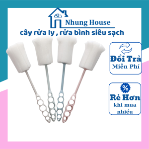 Cây Rửa Ly cốc bình siêu sạch đầu mút xốp chất liệu nhựa PP tiện lợi an toàn Gia Dụng Nhung House - Giao Màu Ngẫu Nhiên