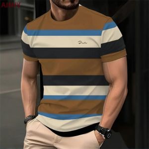[Local Stock] HBESTY Halloween Christmas New in Mens Fashion Tee Shirt Clothes Mens Striped Printed T-shirt Summer Outdoor Casual Round Neck Short Sleeve Tshirts