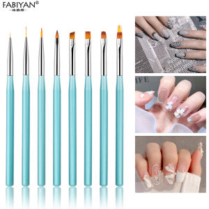 8 Pcs/set Blue Nail Art Brush UV Gel Brush Liner Painting Brush Lines Drawing Nail Brushes Nails Pen Manicure Nail Art Tools