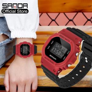 SANDA Original Women Watch New Listing Sports Fashion LED Waterproof Digital Luxury Electronic Watch LED Multi-function Women Watch