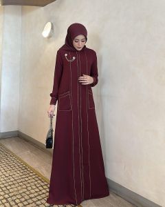 Marwah Dress Gamis Motif Terbaru Kondangan Kekinian Dress Wanita Terbaru Lebaran 2025 Simple Elegan