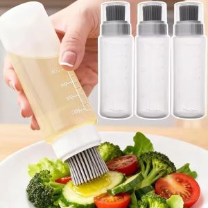 Silicone Coated Barbecue Brush with Oil Bottle Oil Dispenser Bottle with Non-Drip Tip Kitchen Tools