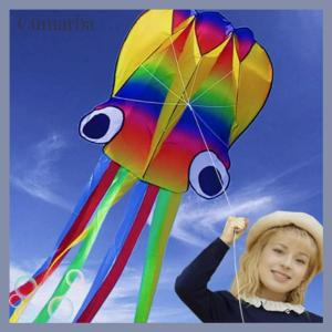 [Cumarba] 1ชุดว่าวซอฟท์ขนาดยักษ์สำหรับผู้ใหญ่ ว่าวปลาหมึก3D สีรุ้งขนาด4เมตรพร้อมยางเส้น100เมตร