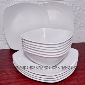 PROMO PAKET MELAMIN PERSEGI BESAR ISI 6 PCS DIANTARANYA 3 PIRING BESAR 25CM DAN 3 MANGKUK BESAR 19CM TEBAL MELAMIN TERLARIS