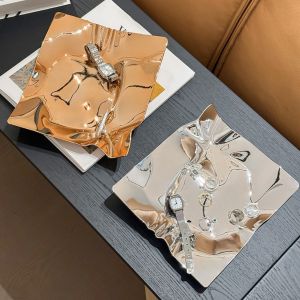 HULEQQI Nordic Irregular Jewelry Storage Tray Ornaments Creative Design Necklaces Display Props Fashion Space Saving ABS Fruit Plate Living Room
