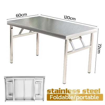 Multifunction Stainless Steel Foldable Table with various sizes Dining/camping Table for Kitchen Table Portable Table restaurant dining table Water Proof Fully Assembled
