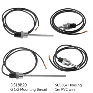 Temperature Sensorings with 1meter PVC Wire Temperature Probes Metal Temperature Sensorings -55°C~125° 1/2" Mounting T